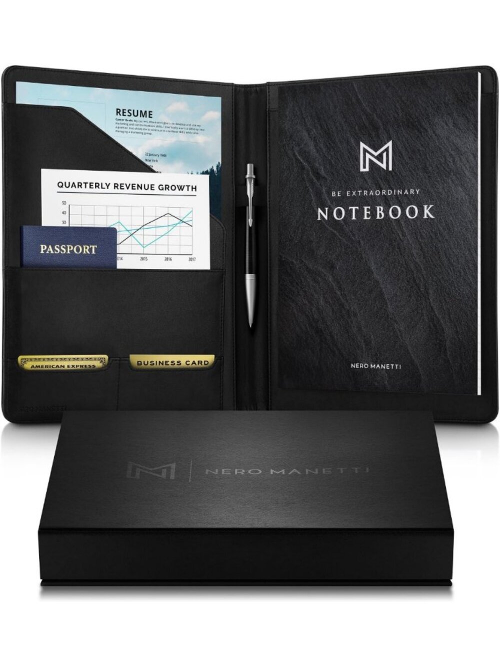 Stylish Leather Portfolio Folder - Professional Notepad Holder for Resumes